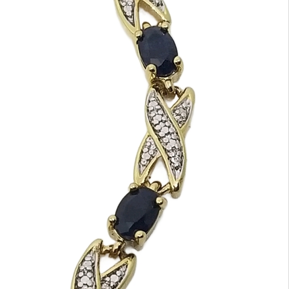 PAJ 18k GOLDPLATED  SAPPHIRE & DIAMOND XOXO TENNIS BRACELET - Picture 5 of 7